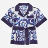 Majolica-print twill shirt