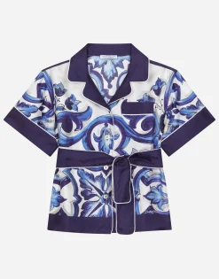 Majolica-print twill shirt