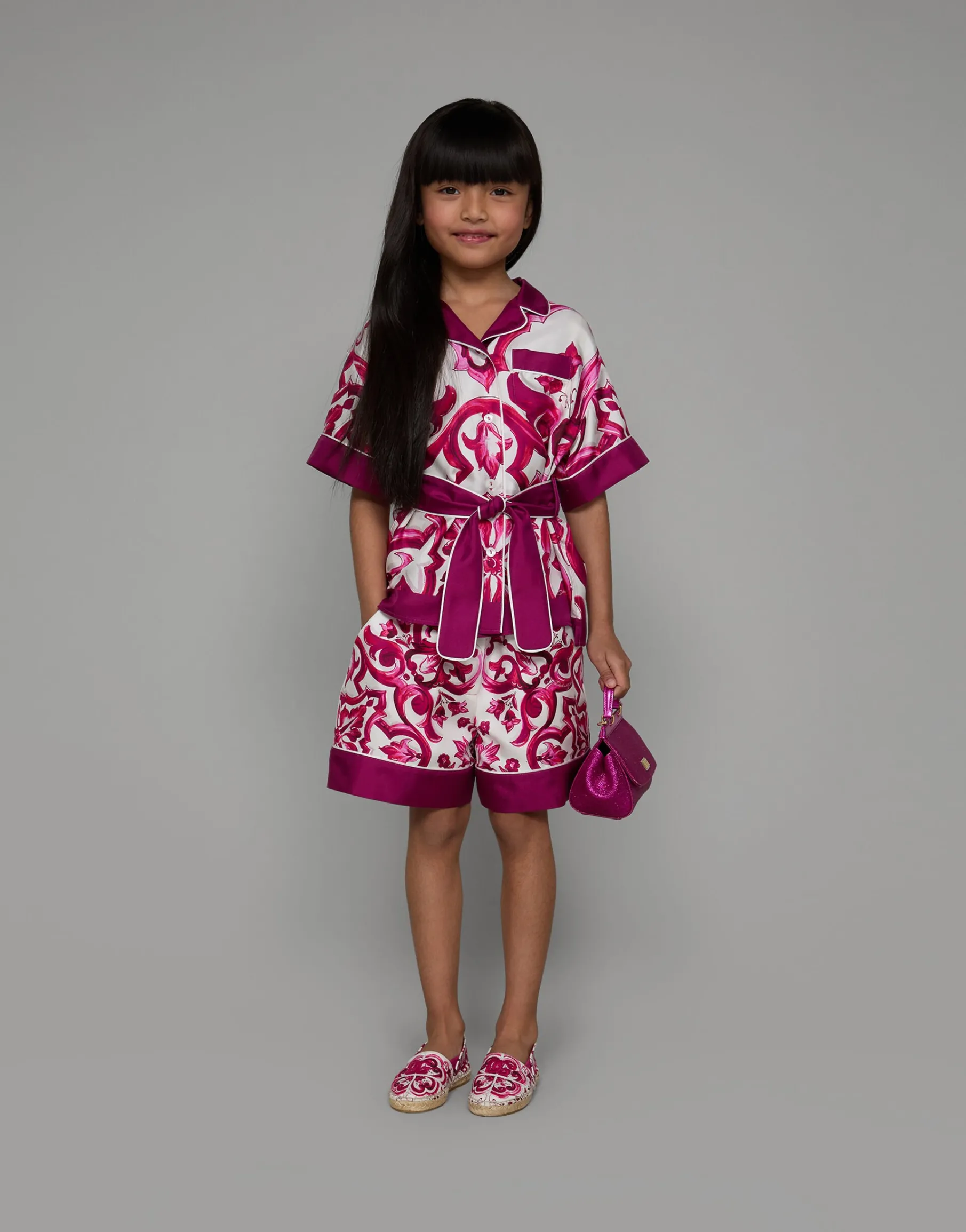 Majolica-print twill shirt