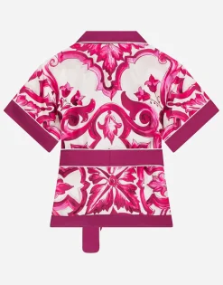 Majolica-print twill shirt