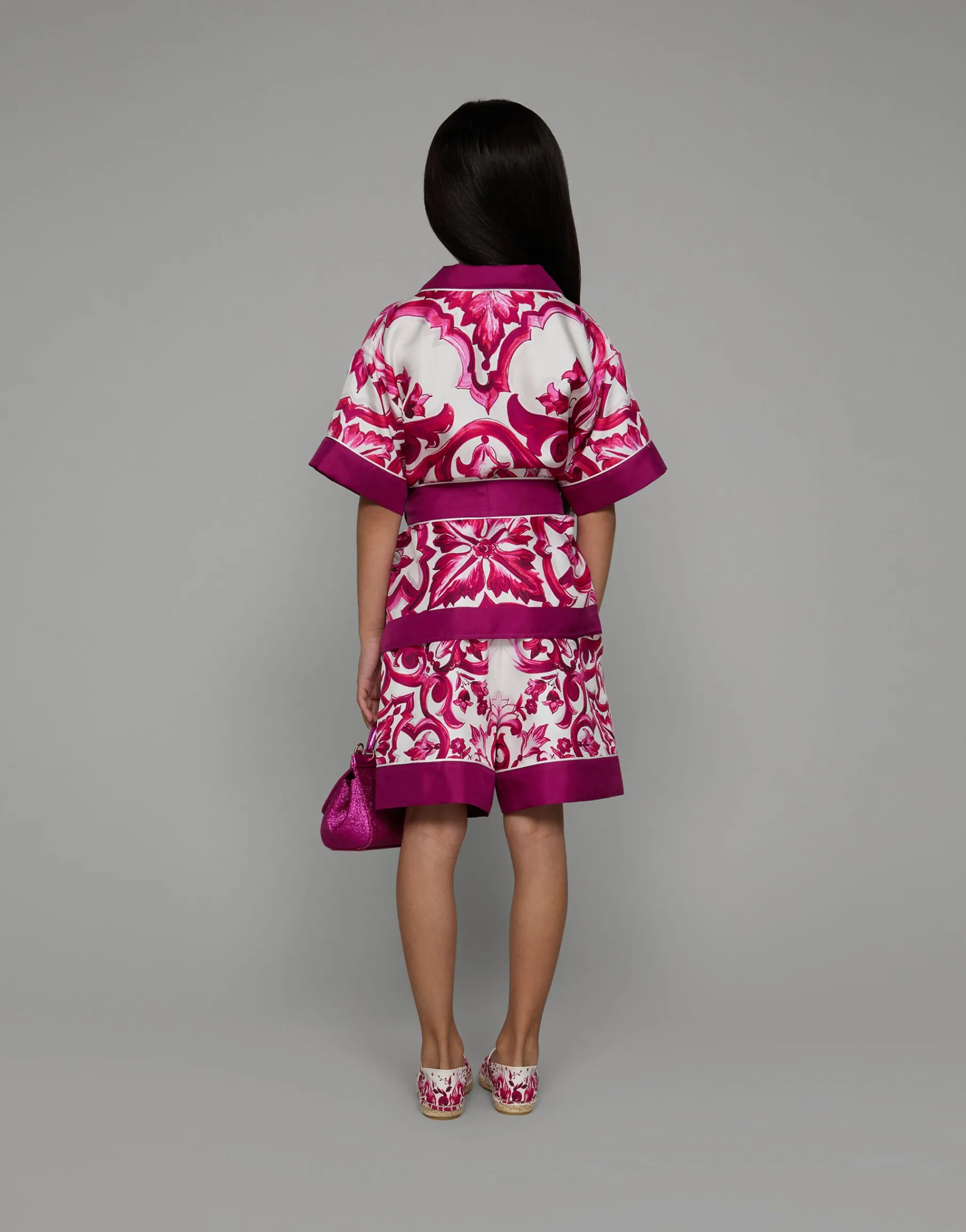 Majolica-print twill shirt