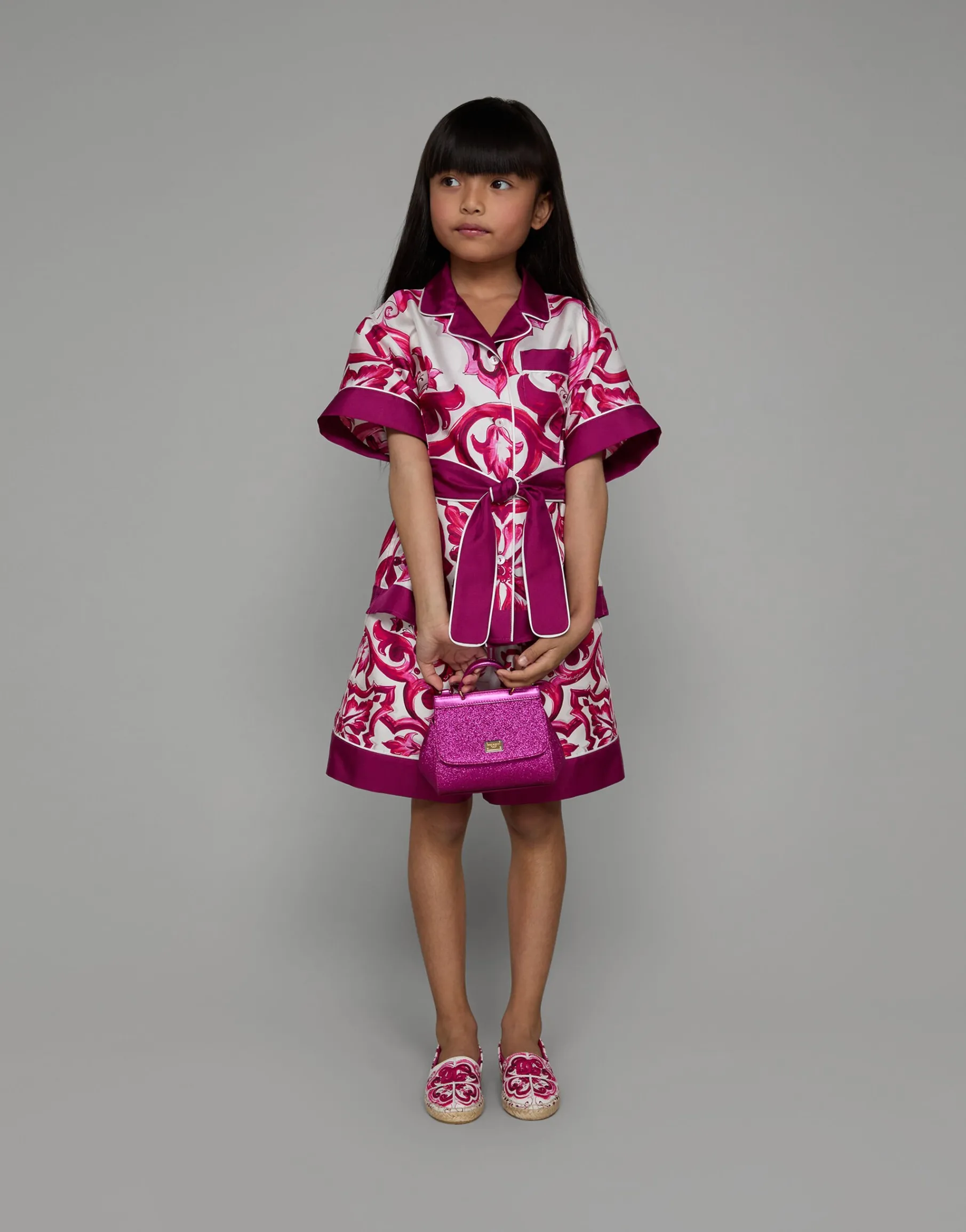Majolica-print twill shirt