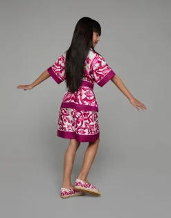 Majolica-print twill shorts