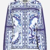 Majolica-print windbreaker with hood