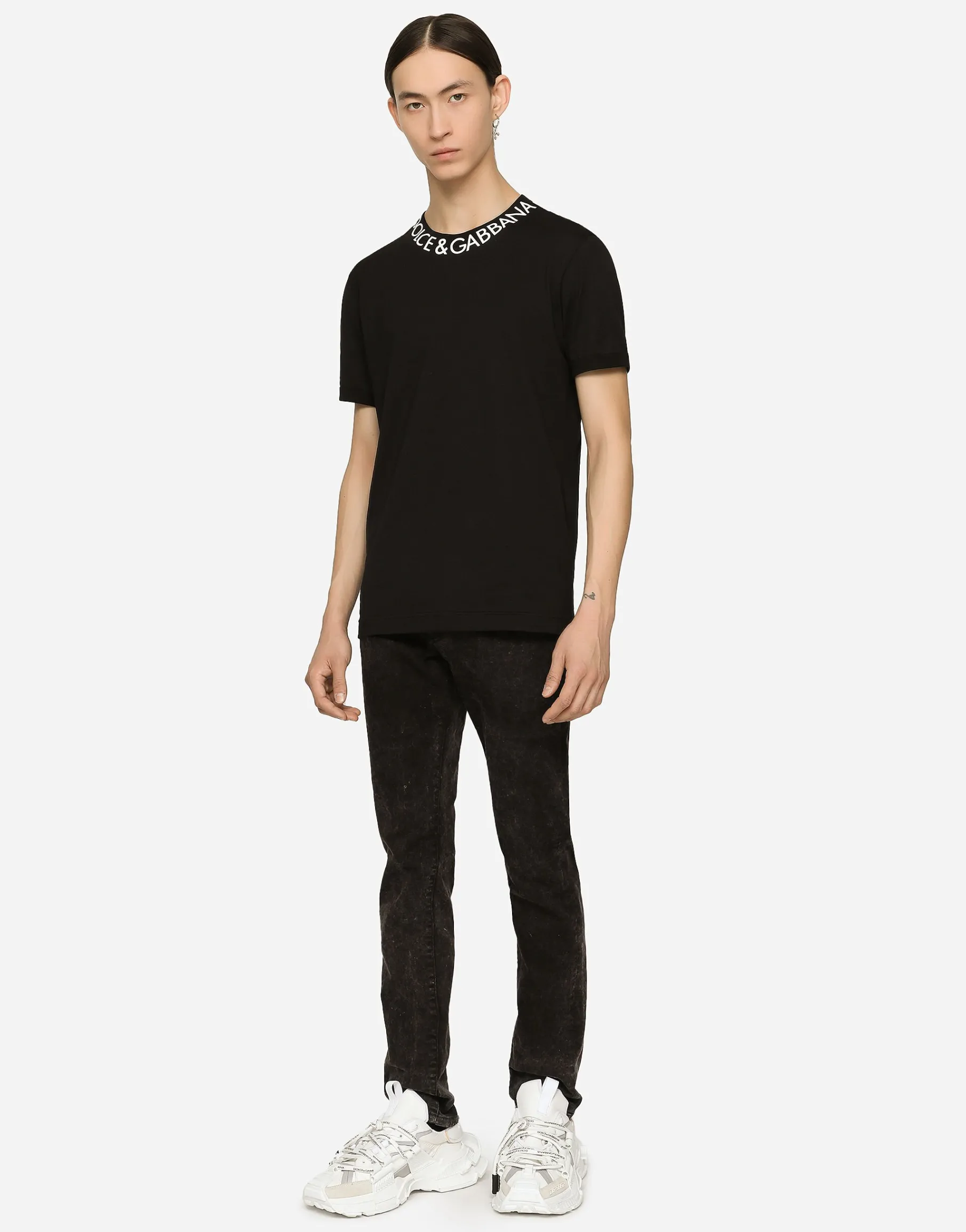 Marble-effect skinny stretch jeans
