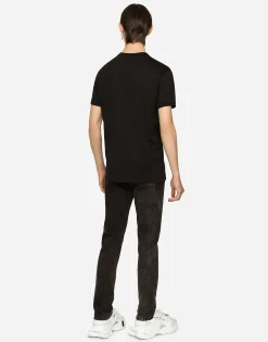 Marble-effect skinny stretch jeans