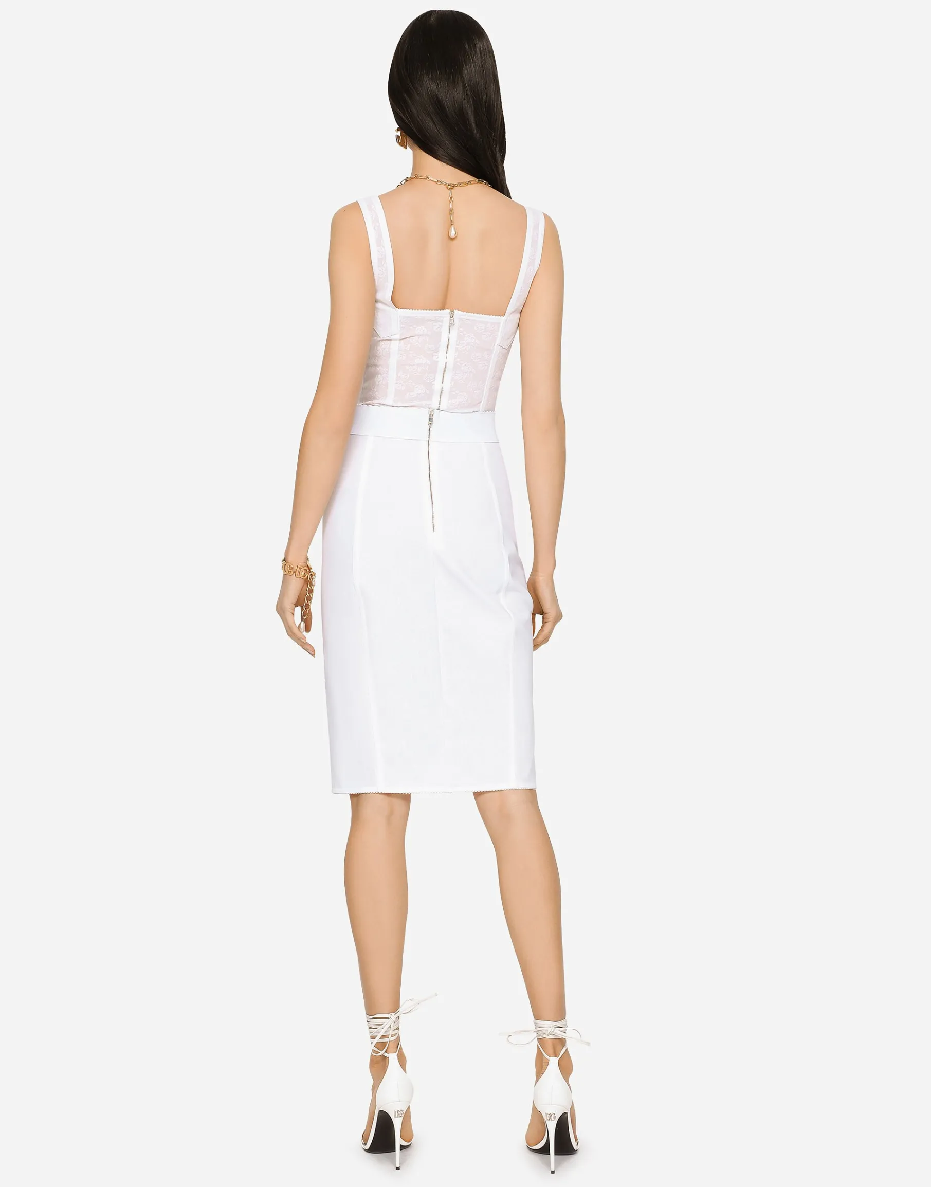 Marquisette and satin skirt with corset details