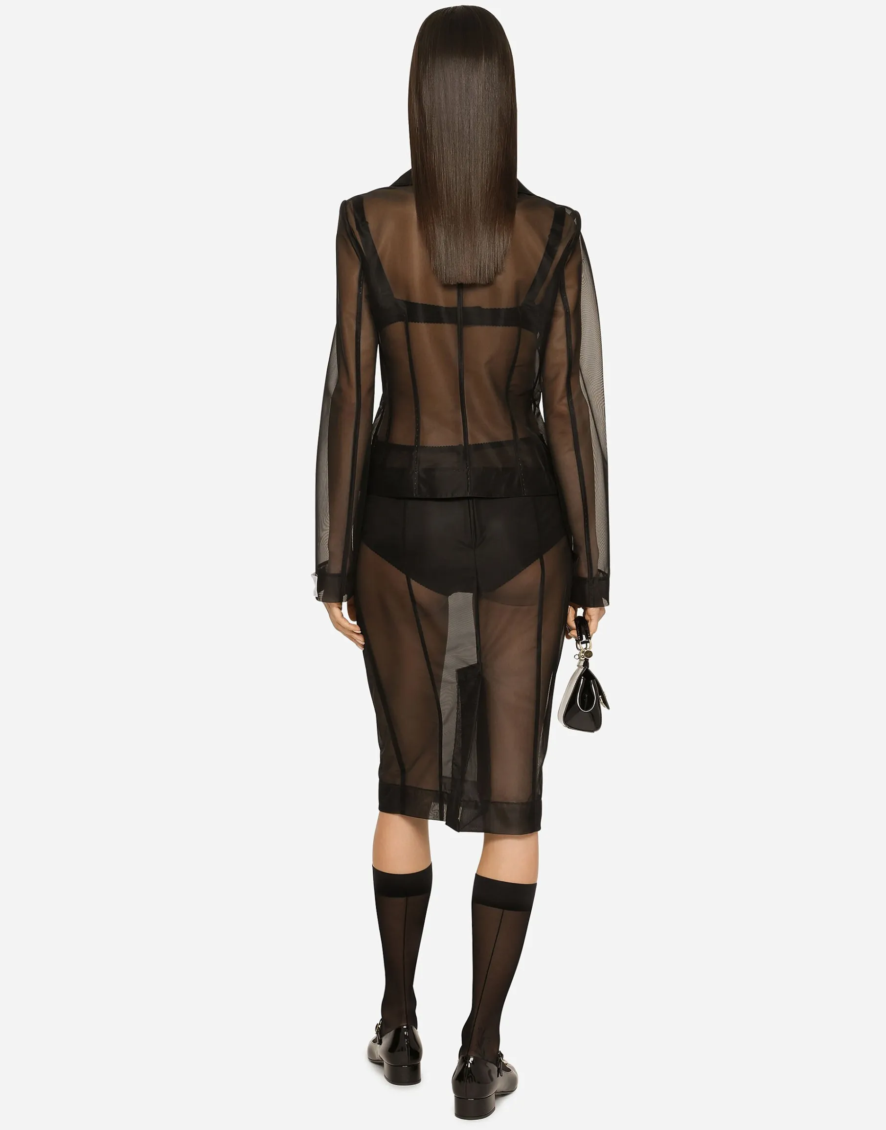 Marquisette midi pencil skirt