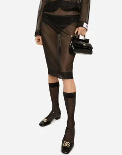 Marquisette midi pencil skirt