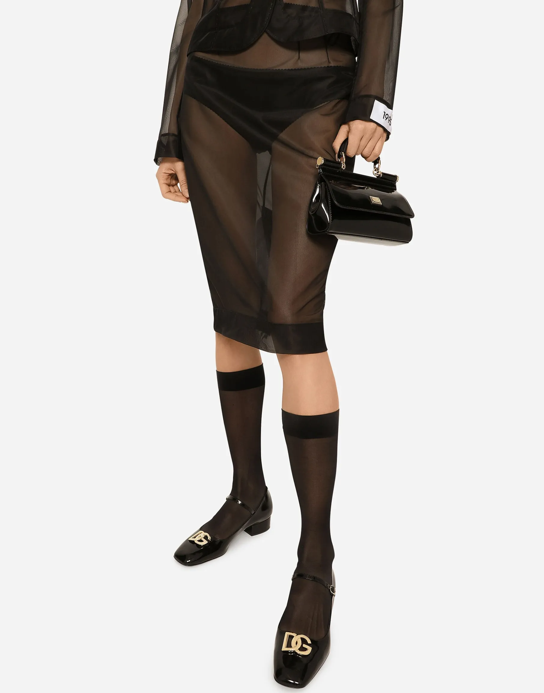 Marquisette midi pencil skirt