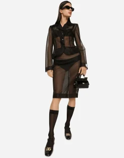 Marquisette midi pencil skirt