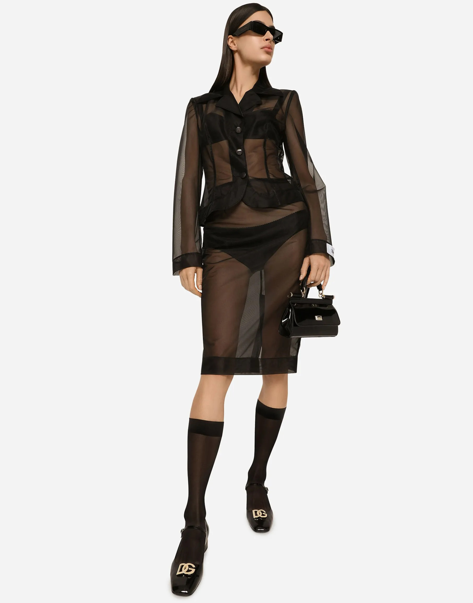 Marquisette midi pencil skirt