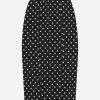 Marquisette pencil skirt with polka-dot print and corset details