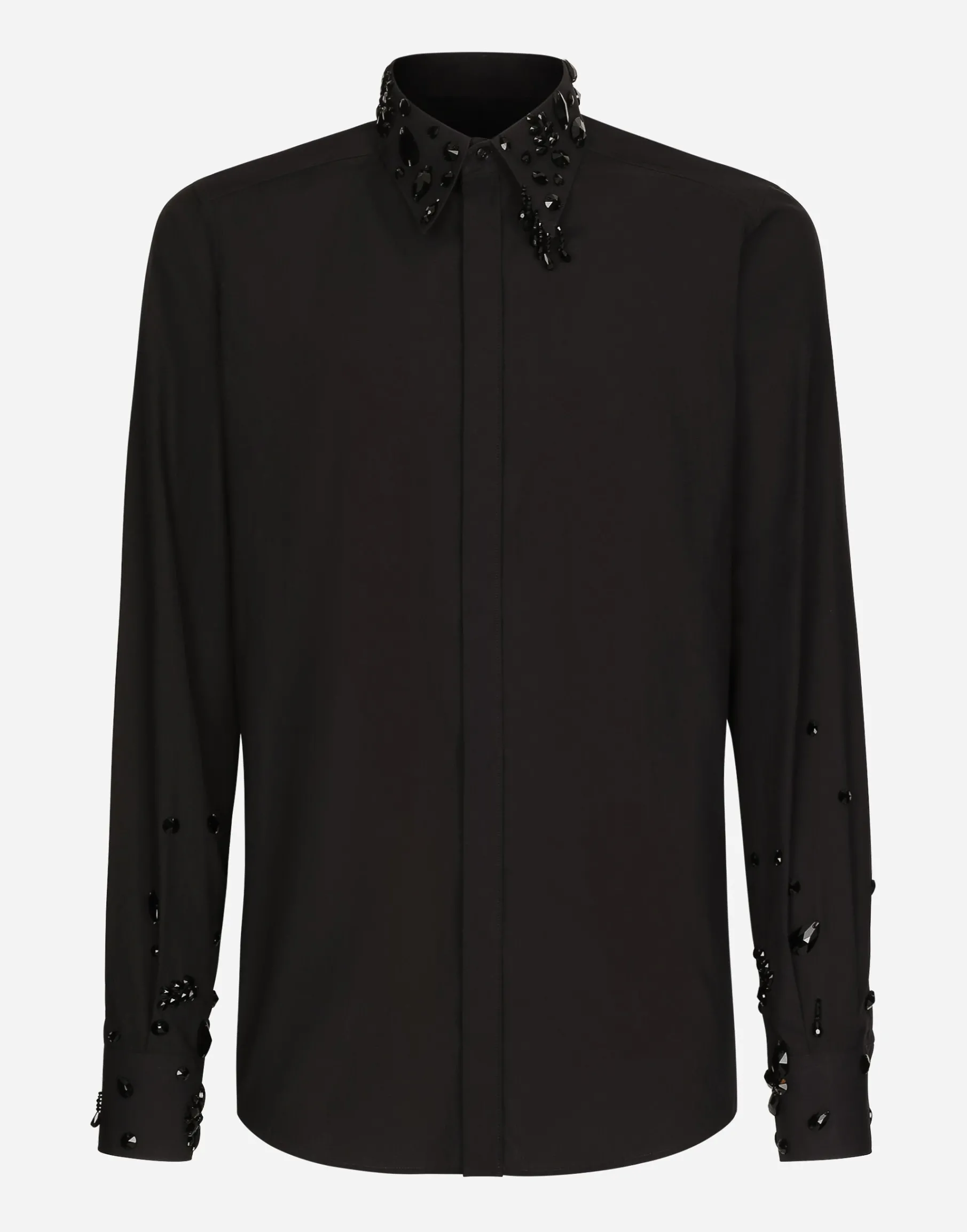 Martini-fit shirt with rhinestone embroidery