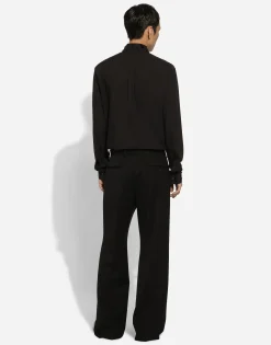 Martini-fit shirt with rhinestone embroidery
