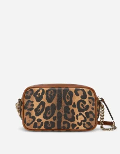 Medium crossbody bag in leopard-print Crespo with branded plate