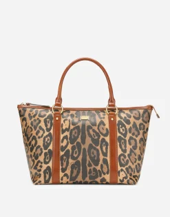 Medium leopard-print Crespo shopper with branded plate