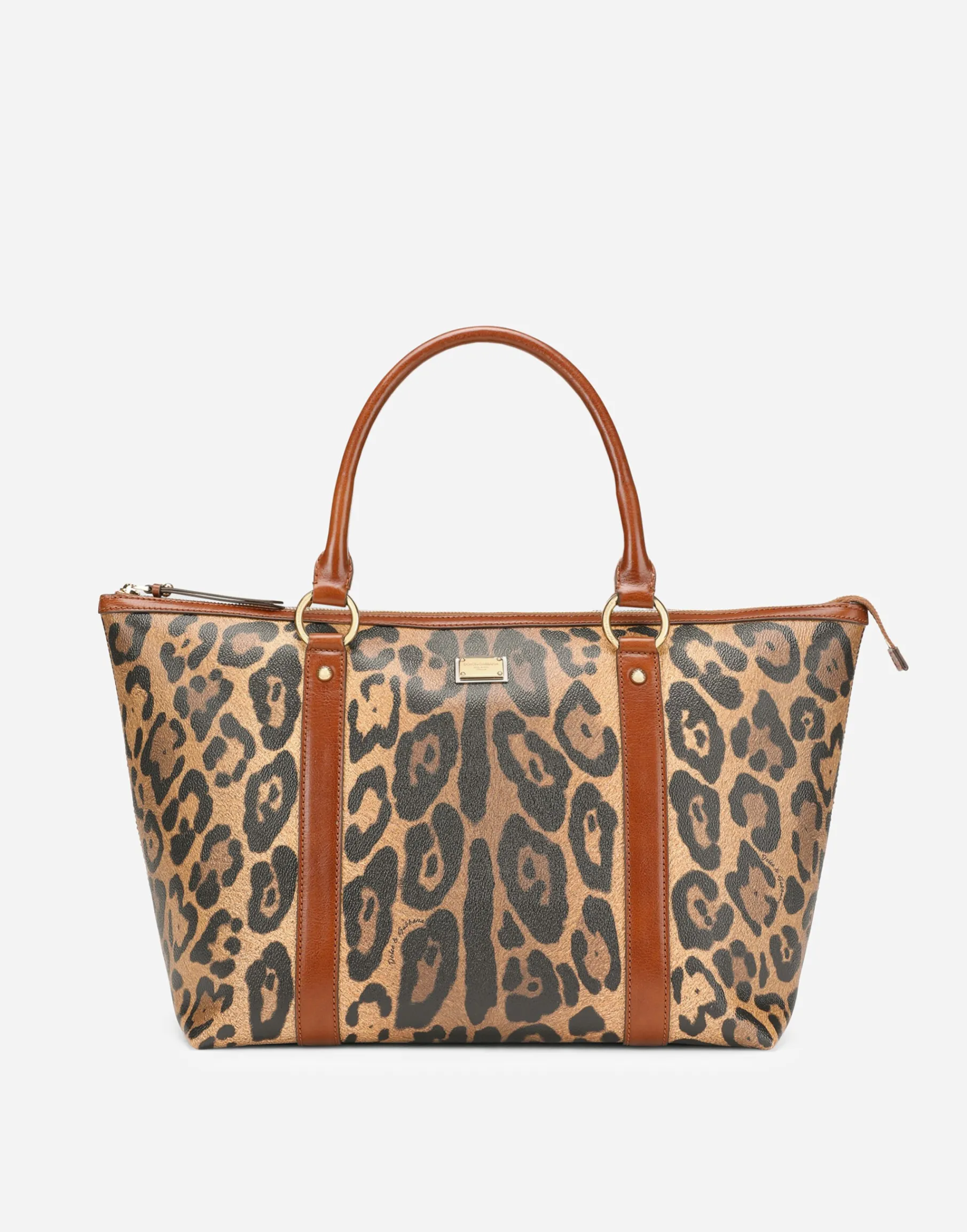 Medium leopard-print Crespo shopper with branded plate
