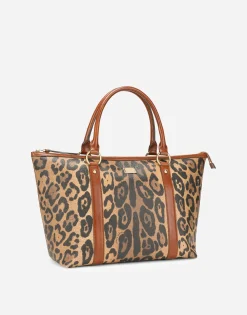 Medium leopard-print Crespo shopper with branded plate