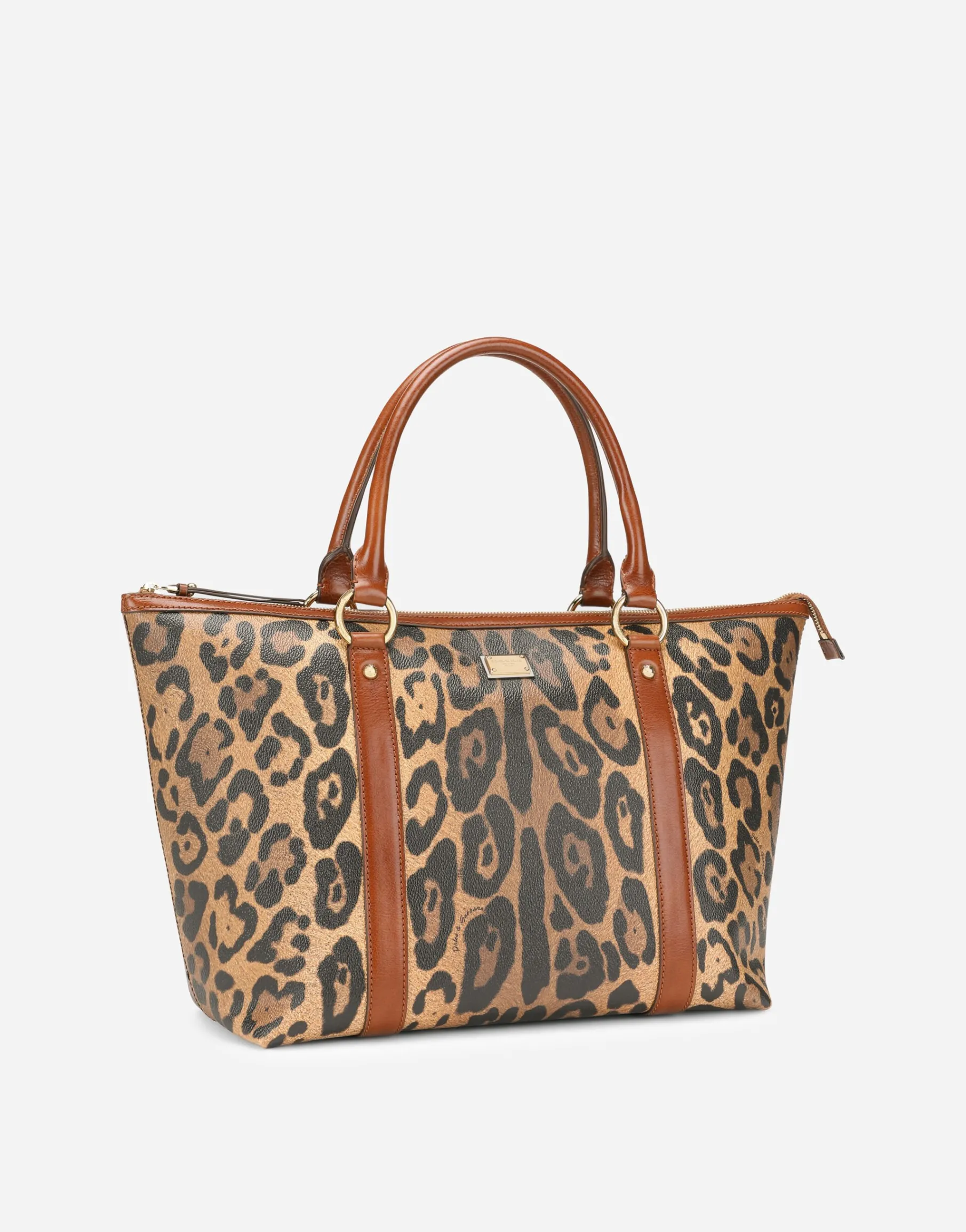Medium leopard-print Crespo shopper with branded plate