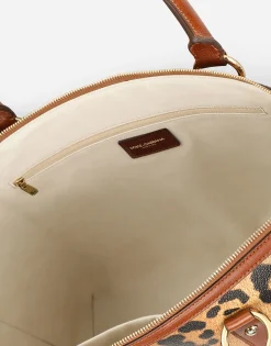 Medium leopard-print Crespo shopper with branded plate
