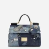 Medium patchwork denim Sicily soft bag with embroidery