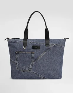 Medium shopper in patchwork denim