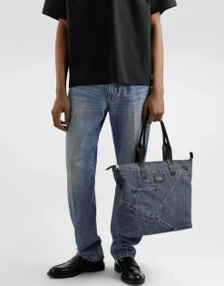 Medium shopper in patchwork denim