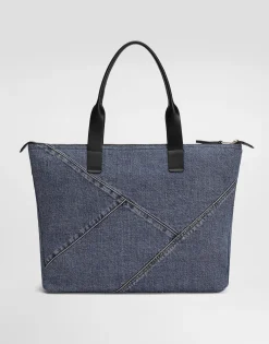 Medium shopper in patchwork denim