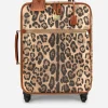 Medium trolley in leopard-print Crespo with branded plate
