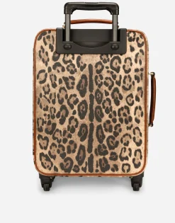Medium trolley in leopard-print Crespo with branded plate