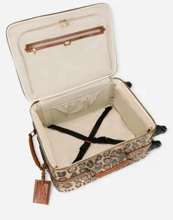 Medium trolley in leopard-print Crespo with branded plate