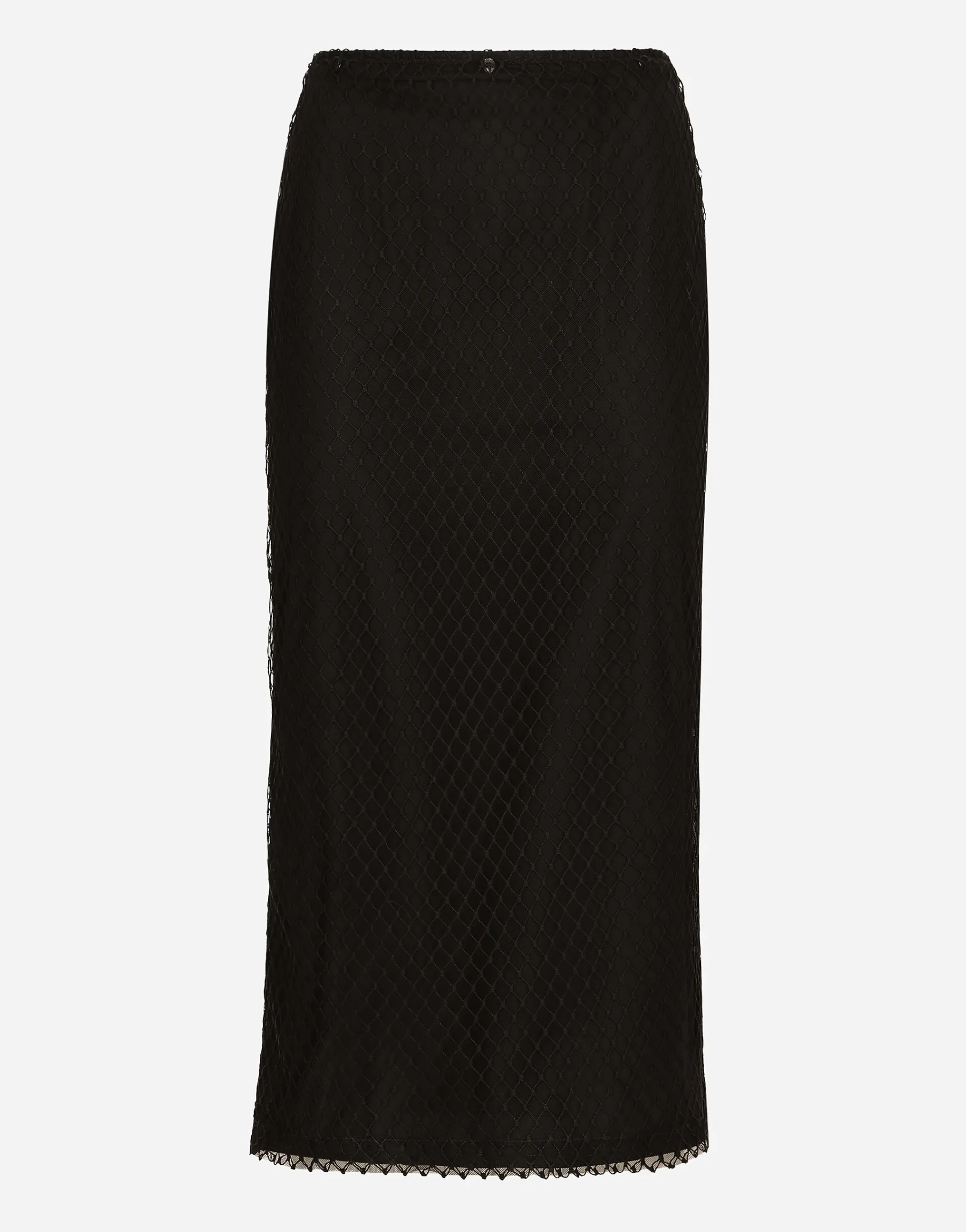 Mesh calf-length pencil skirt