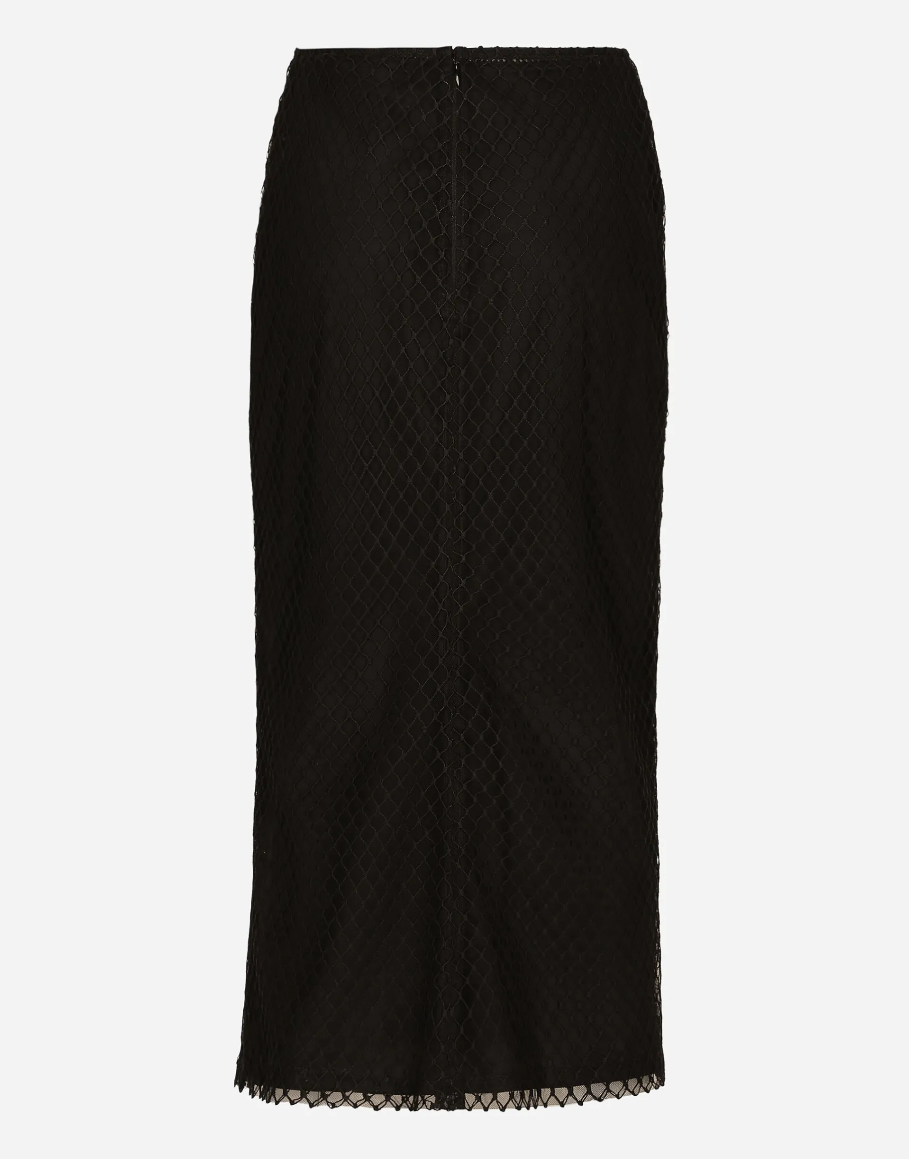 Mesh calf-length pencil skirt