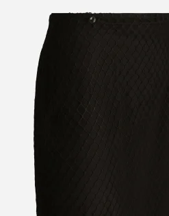 Mesh calf-length pencil skirt