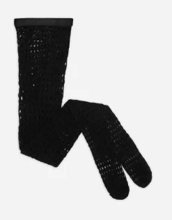 Mesh tights with branded elastic