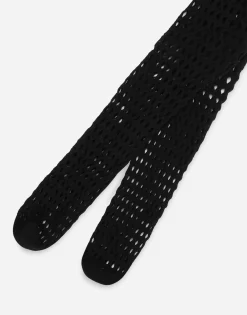 Mesh tights with branded elastic