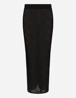 Mesh-stitch pencil skirt with jacquard DG logo