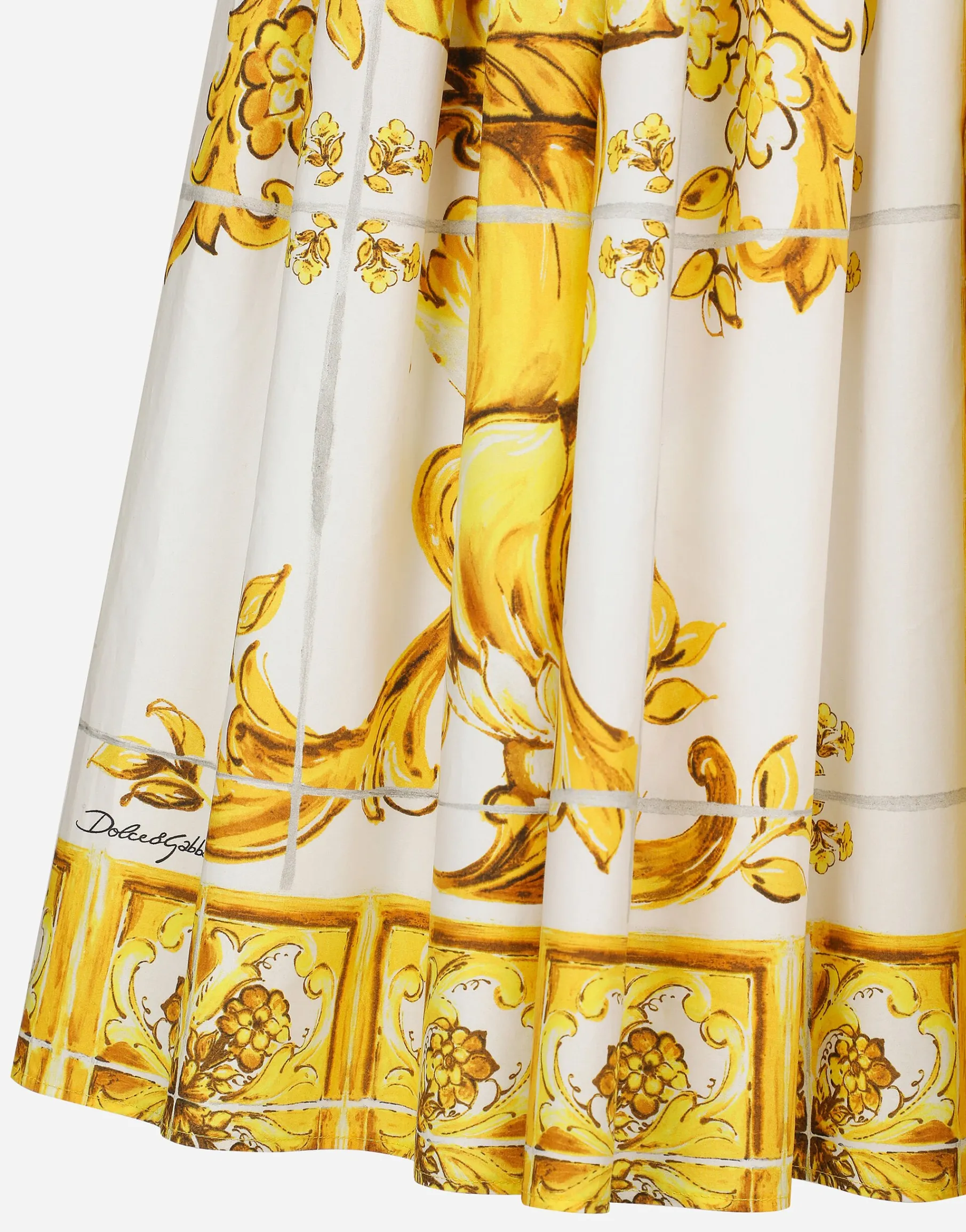 Midi corset dress in cotton poplin with majolica print