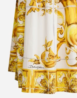Midi corset dress in cotton poplin with majolica print