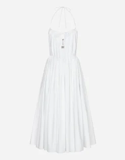 Midi cotton dress with circle skirt