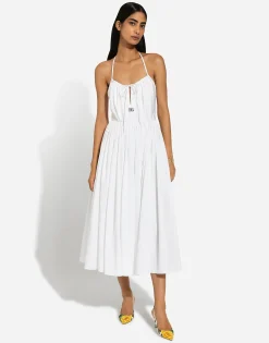 Midi cotton dress with circle skirt