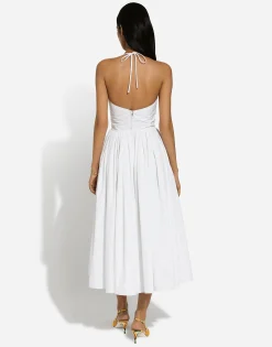 Midi cotton dress with circle skirt