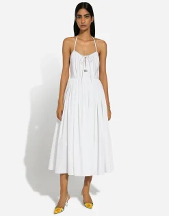 Midi cotton dress with circle skirt