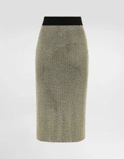 Midi pencil skirt in crystal mesh