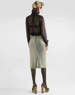 Midi pencil skirt in crystal mesh