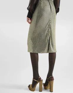Midi pencil skirt in crystal mesh