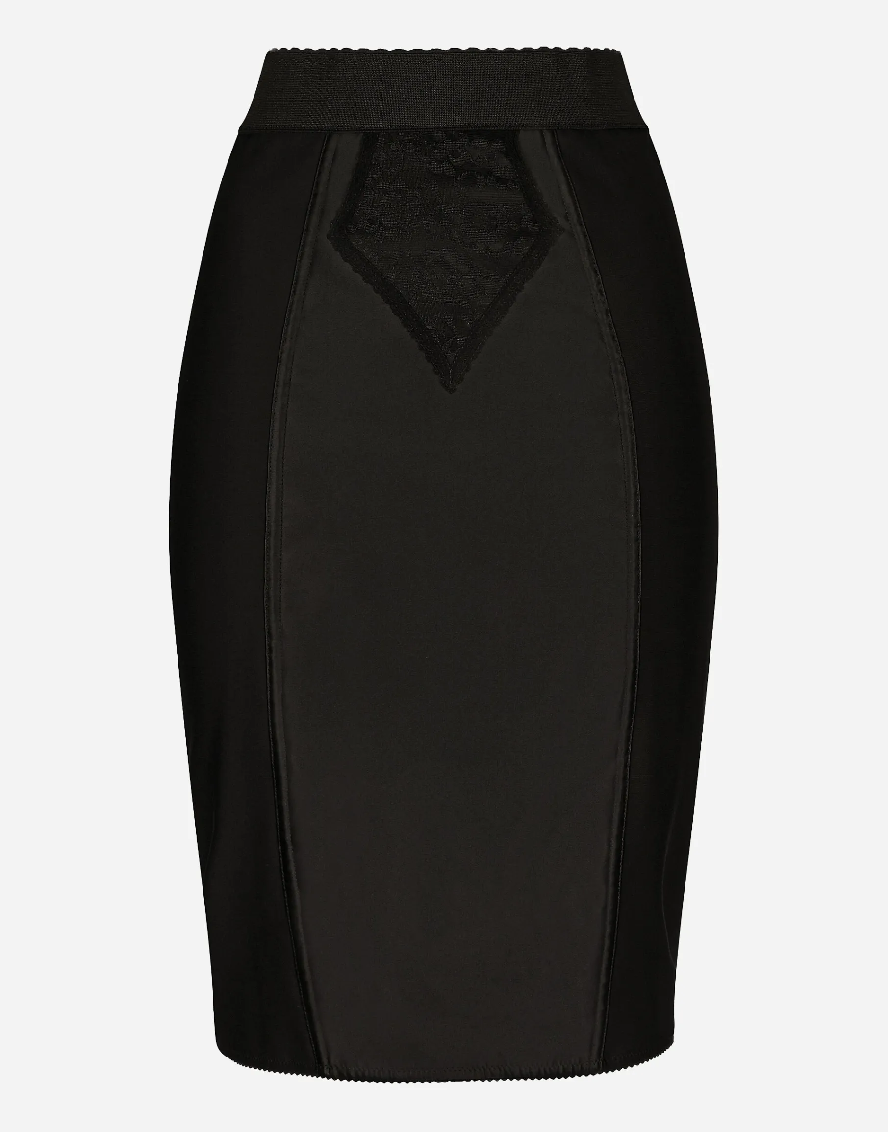 Midi skirt in powernet and satin