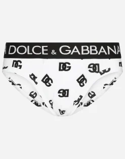 Mid-rise jersey briefs with all-over DG logo print
