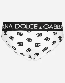 Mid-rise jersey briefs with all-over DG logo print